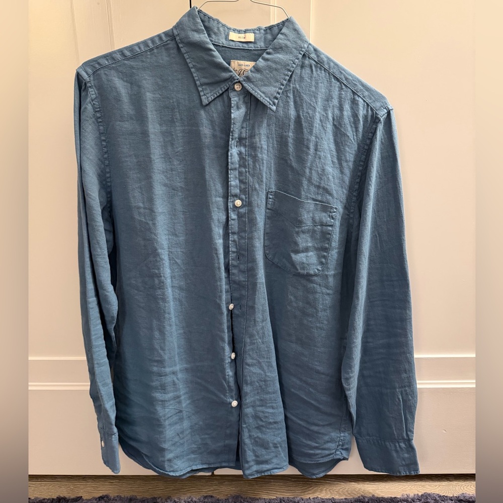 J Crew Men's Linen Shirt - Slim fit Medium